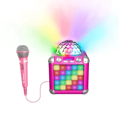 Enceinte karaoké iDance BC100X rose avec micro et boule disco