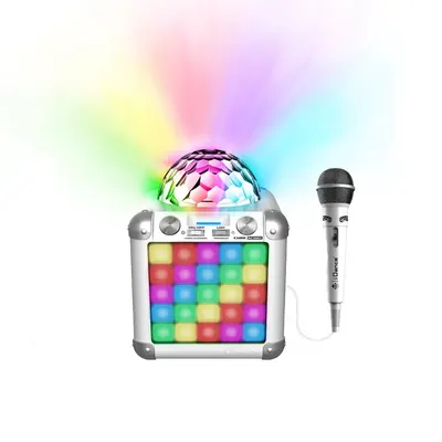 Enceinte karaoké Cube BC100X blanche avec boule disco