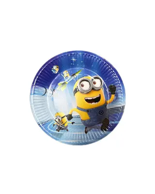 Assiettes bleues en papier illustrées des Minions, lot de 10