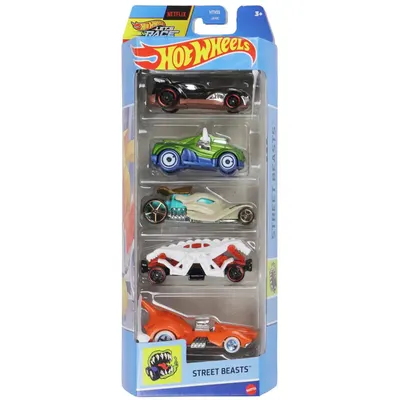 Cinq voitures Hot Wheels Street Beasts aux silhouettes fantaisie