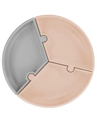 Assiette bébé Puzzle beige et grise, trois éléments amovibles