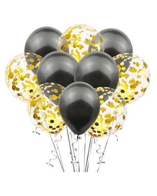 Confettis dorés sur fond noir : 10 ballons pour la fête