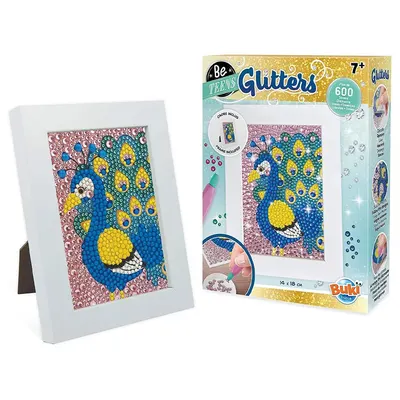 Kit créatif mosaïque de paon aux cristaux, avec cadre 7+