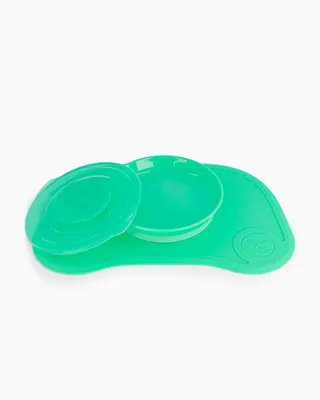 Twistshake vert : plateau repas à ventouse, assiette et couvercle