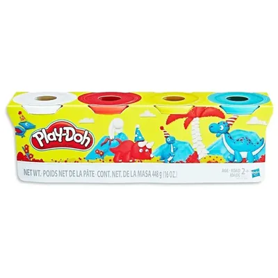 Quatre pots de pâte à modeler Play-Doh, couleurs classiques