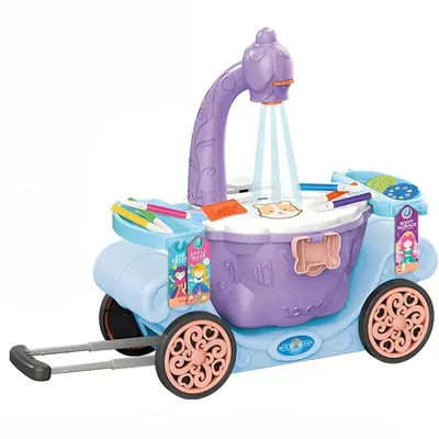 Chariot créatif 9-en-1 avec projecteur et tableau, dès 3 ans