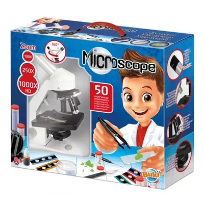 Microscope à trois grossissements et 50 expériences, 8 ans+