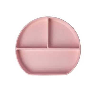 Assiette Yummy ronde rose pastel à trois espaces, dès 4 mois