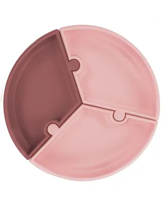 Assiette puzzle rose à trois parties détachables