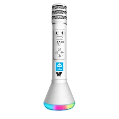 Micro karaoké Bluetooth PM-21 blanc avec haut-parleur intégré