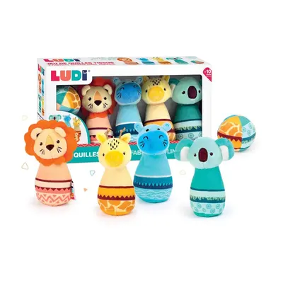 Quilles en Tissu aux Visages d’Animaux et Balle, dès 10 mois