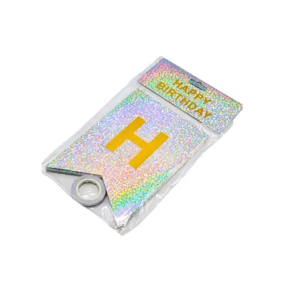 Bannière blanche irisée « Happy Birthday »