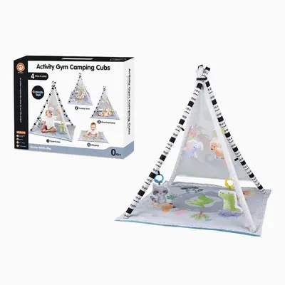 Tipi d’éveil 4-en-1 pour bébé avec figurines suspendues