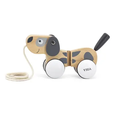 Petit Chien à Traîner Bois Naturel et Gris Viga Toys 18M+