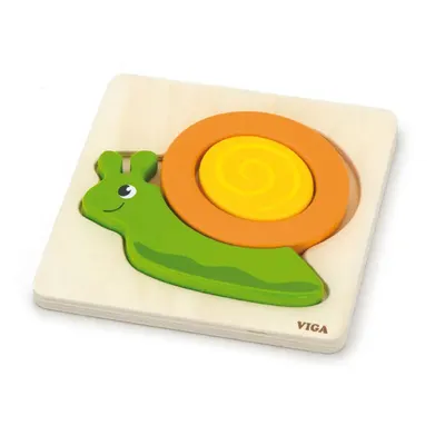 Puzzle Escargot Relief Bois Naturel 4 Pièces Viga Toys 18M+