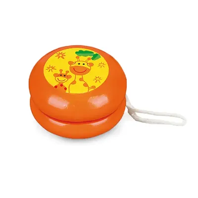 Yo-yo orange en bois à motif de girafes – dès 3 ans