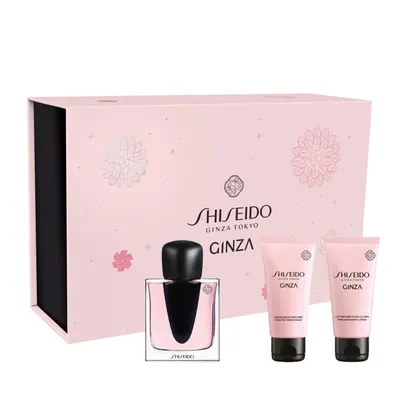 Coffret Ginza Shiseido : parfum 50 ml, lotion corps et crème mains