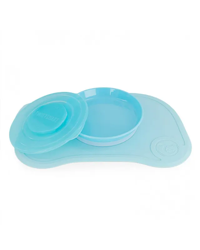 Click-Mat Mini bleu, plateau repas bébé avec assiette et couvercle